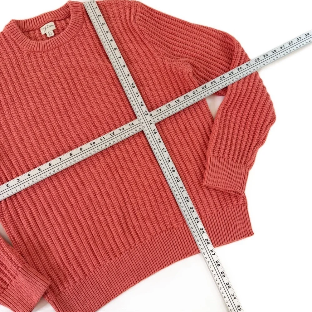 J. Crew Sweater Mens XL Coral Cableknit Crewneck Cotton Fisherman Knit